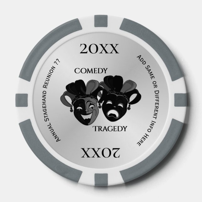 Comedy and Tragedy Theatre Masks Poker Chips (Front)