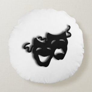 Comedy and Tragedy Theatre Masks Round Cushion