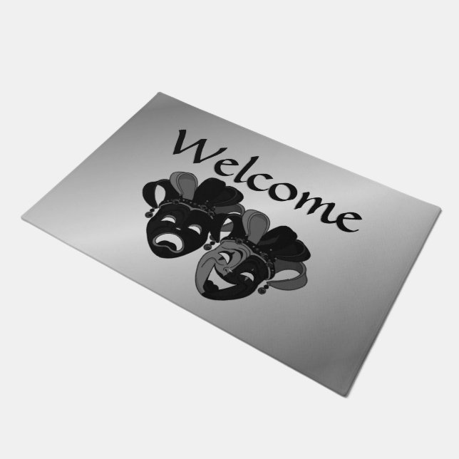 Comedy and Tragedy Theatre Masks Welcome Doormat (Angled)
