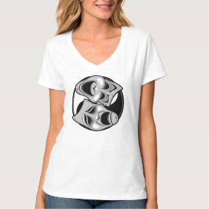 Comedy and Tragedy Theatre Masks Yin Yang Design T-Shirt