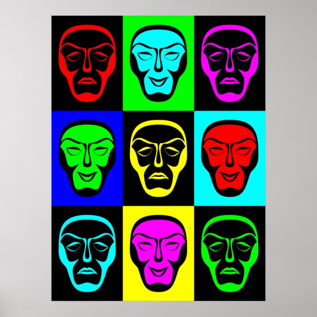 Comedy and Tragedy Theatrical Masks Poster (Front)