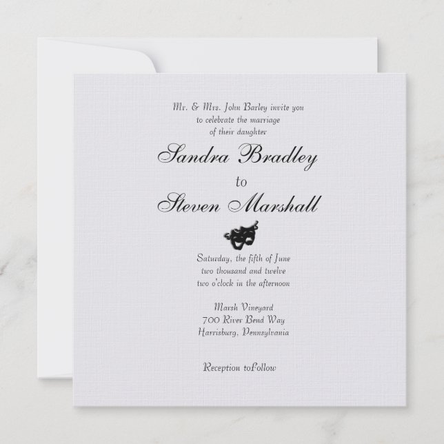 Comedy and Tragedy Wedding Invitations (Front)