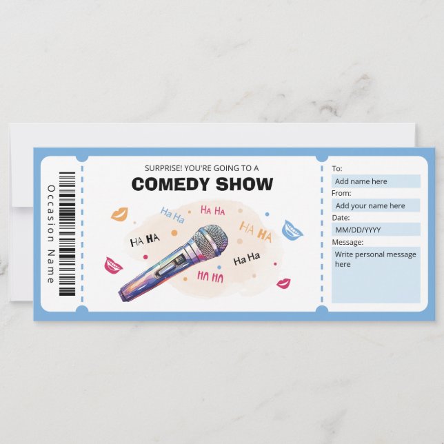 Comedy Show Gift Voucher, Stand Up Comedy Ticket Invitation (Front)