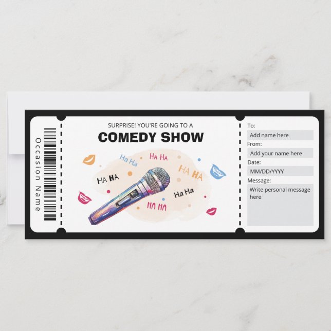 Comedy Show Gift Voucher, Stand Up Comedy Ticket Invitation (Front)