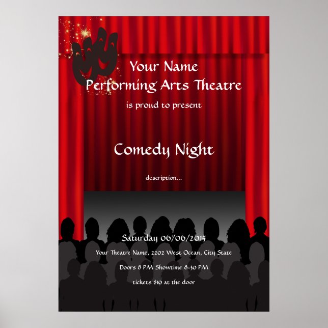 Comedy Theatre Performing Arts Stage Show Poster (Front)
