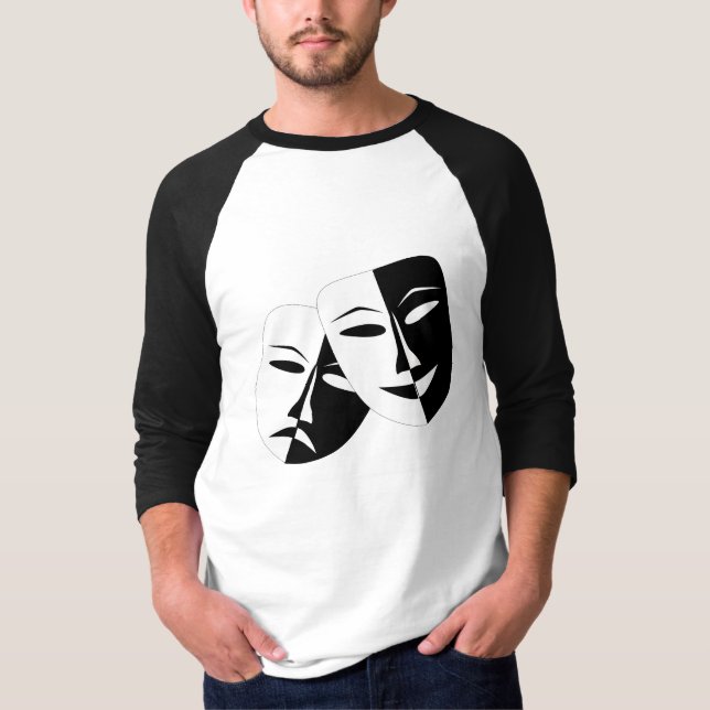 Comedy Tragedy Black and White Theatre Mask  T-Shi T-Shirt (Front)