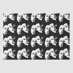 Comedy Tragedy Black and White Theatre Mask  Tissue Paper