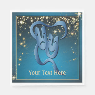 Comedy Tragedy Blue Theatre Mask Custom Napkin