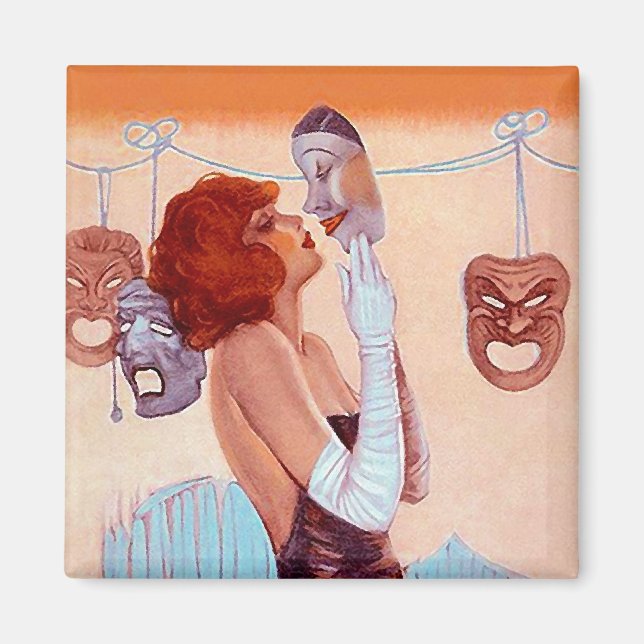 COMEDY & TRAGEDY DRAMA MASKS Glamour Girl Magnet (Front)