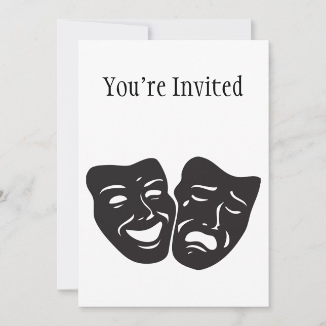 Comedy Tragedy Drama Theatre Masks Invitation (Front)