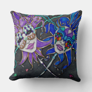 Comedy/Tragedy Jester Masks Cushion