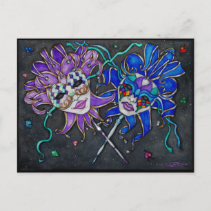 Comedy/Tragedy Jester Masks Postcard