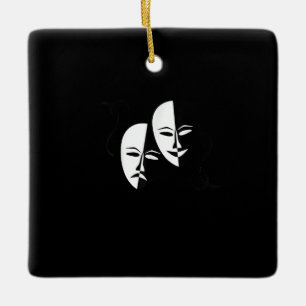 Comedy Tragedy Masks Actor Gift Ceramic Ornament