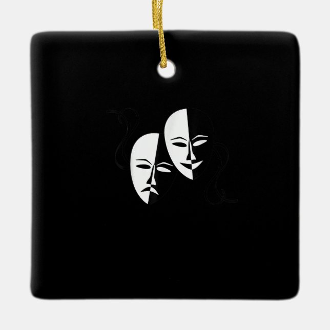Comedy Tragedy Masks Actor Gift Ceramic Ornament (Front)