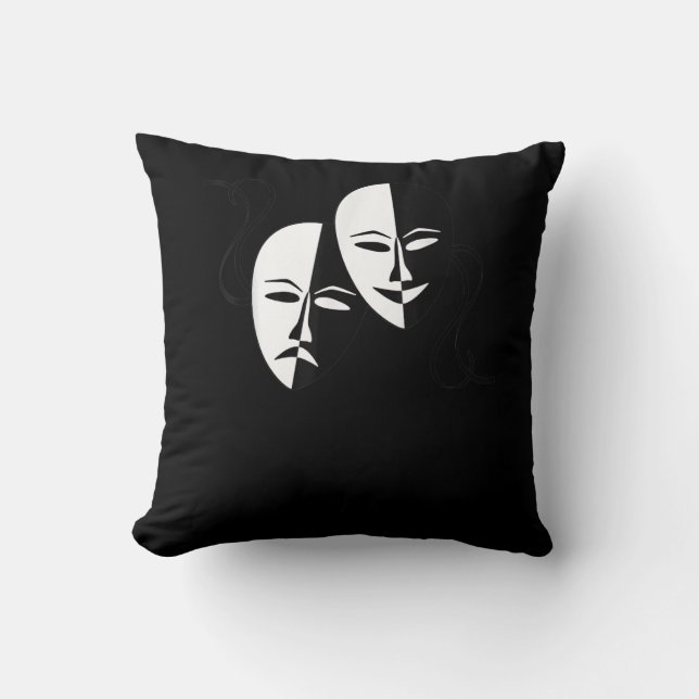 Comedy Tragedy Masks Actor Gift Cushion (Front)