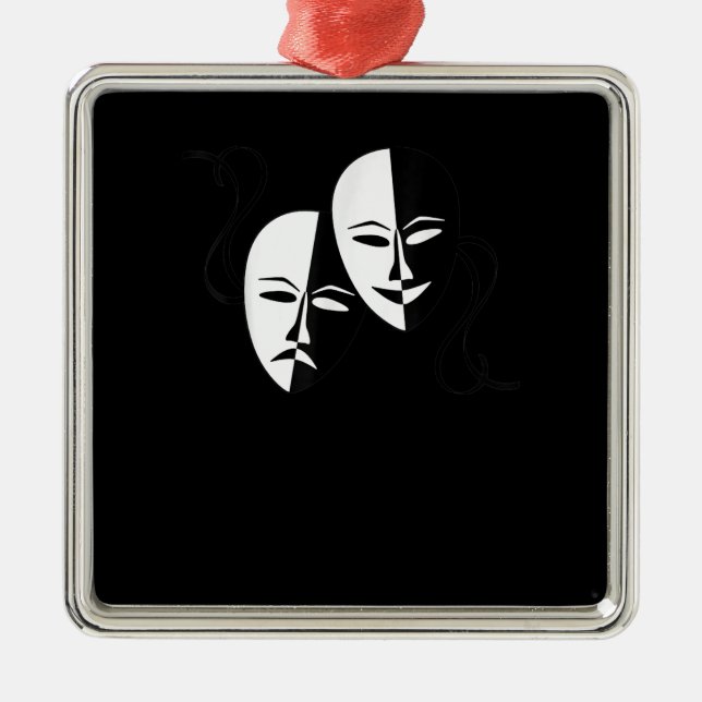 Comedy Tragedy Masks Actor Gift Metal Tree Decoration (Front)