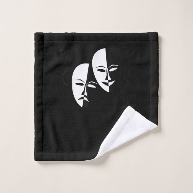 Comedy Tragedy Masks Actor Gift Wash Cloth (Wash Cloth)