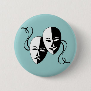 Comedy & Tragedy Masks Button