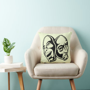 Comedy Tragedy masks masquerade still life art Cushion