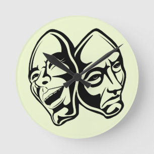 Comedy Tragedy masks masquerade still life art   Round Clock