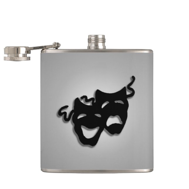 Comedy Tragedy Theatre Masks Hip Flask (Opened)