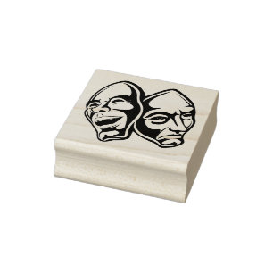 Comedy Tragedy theatre masks masquerade still life Rubber Stamp