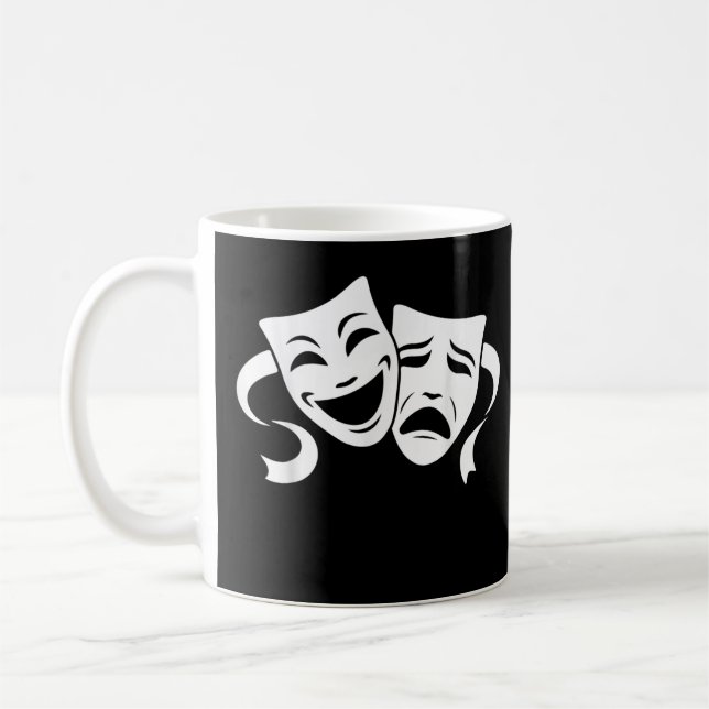 Comedy & Tragedy Theatre White Masks Funny Men Wom Coffee Mug (Left)