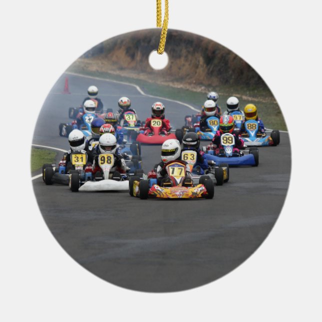Comer cadet go karting kart race ceramic tree decoration (Front)
