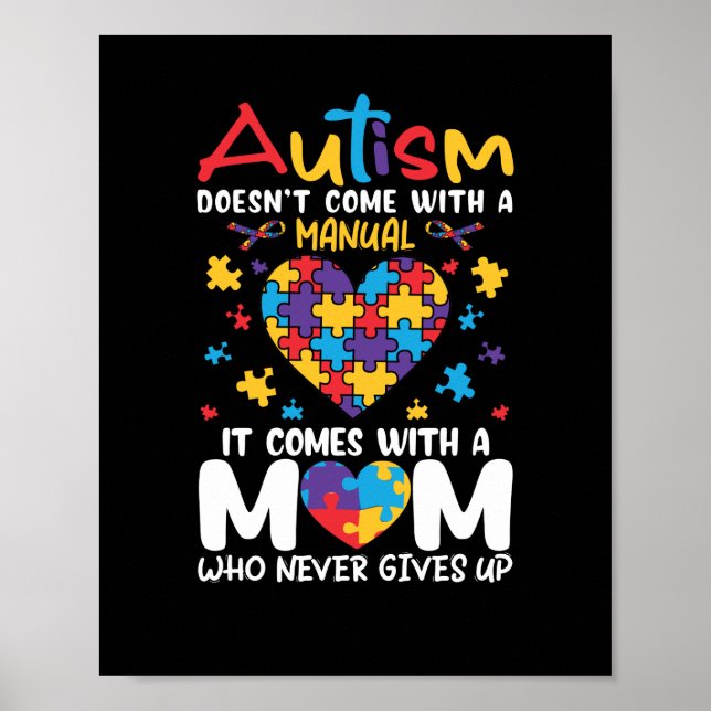 Comes With A Mom Who Never Gives Up Inspirational Poster (Front)