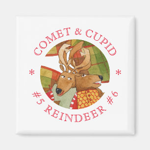 COMET CUPID REINDEER Square Magnet