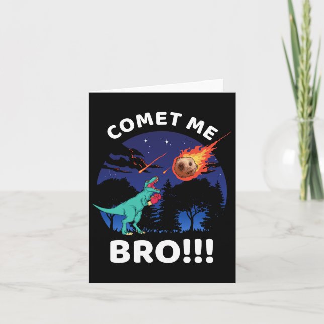 Comet Me Bro Funny Boxing T Rex Dinosaur Pun Extin Card (Front)