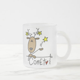 Comet Reindeer Christmas Tshirts and Gifts Frosted Glass Coffee Mug