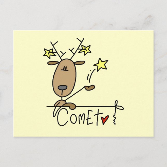 Comet Reindeer Christmas Tshirts and Gifts Holiday Postcard (Front)