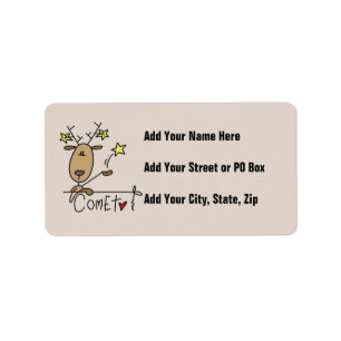 Comet Reindeer Christmas Tshirts and Gifts Label
