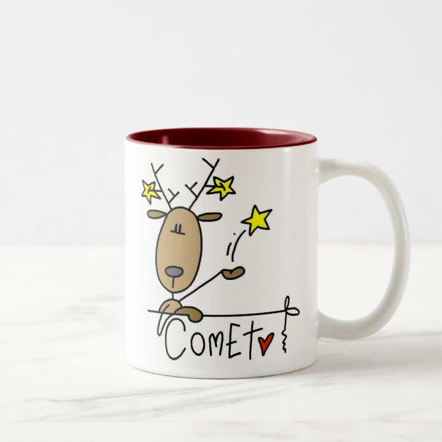Comet Reindeer Christmas Tshirts and Gifts Two-Tone Coffee Mug (Right)
