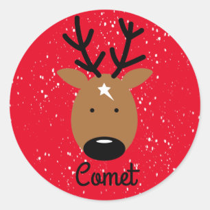 Comet Reindeer Classic Round Sticker