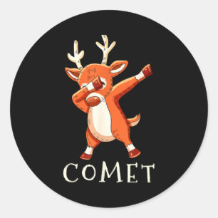Comet Santas Reindeers Family Matching Outfit Chri Classic Round Sticker