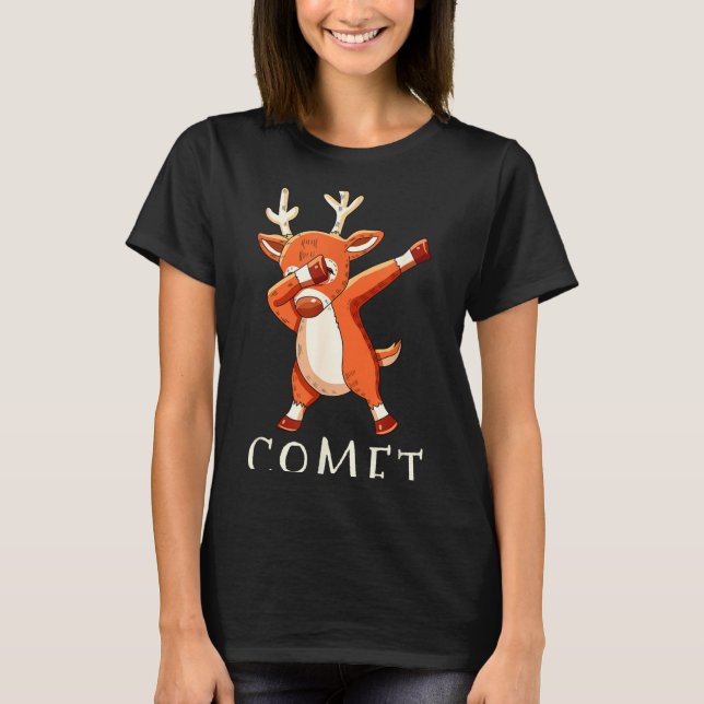 Comet Santas Reindeers Family Matching Outfit Chri T-Shirt (Front)