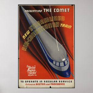 Comet Train Vintage Travel Poster Ad Retro Prints
