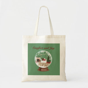 Comfort and Joy Armchair Snow Globe Tote Bag
