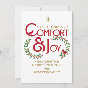 Comfort and Joy Merry Christmas Flat Holiday Card