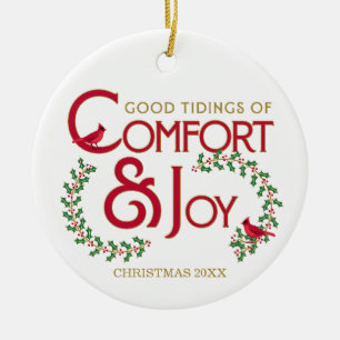 Comfort and Joy Red Cardinal Personalised Ornament