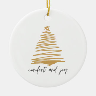 Comfort and Joy Simple Elegant Christmas Ornament