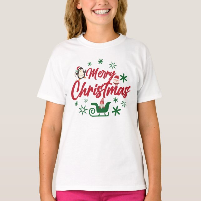 Comfort Colors® Cute Merry Christmas Girls T-Shirt (Front)
