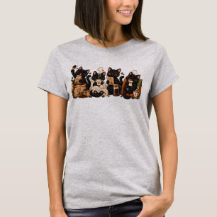 Comfort Colours Black Cat Reading Shirt, Cute Book T-Shirt