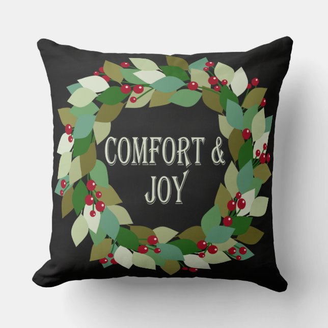 Comfort & Joy | Holiday Wreath Cushion (Front)