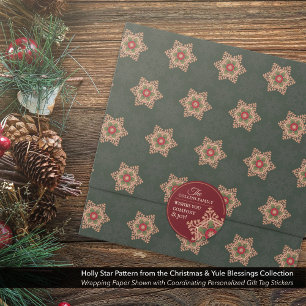 Comfort & Joy Holly Star Personalised Red Stickers