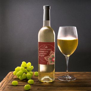 Comfort & Joy Holly Star Personalised Wine Label