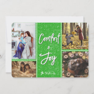 Comfort & Joy in Green Photo Christmas Card