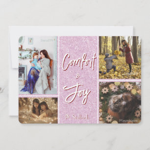 Comfort & Joy in Pink Photo Christmas Card